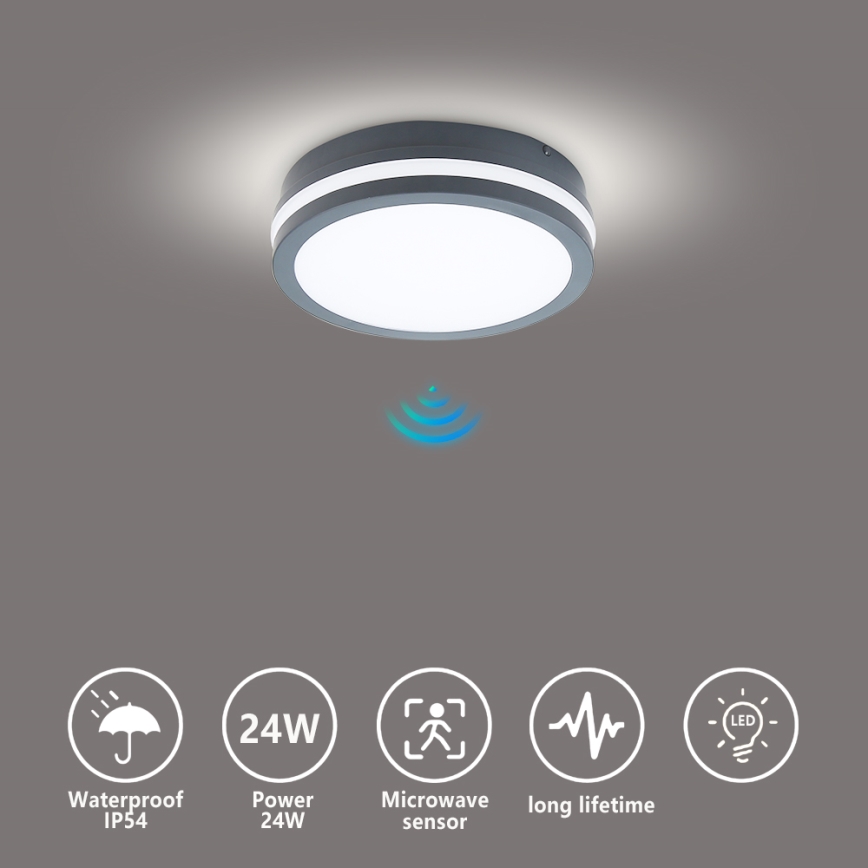 Brilagi - LED belysning med sensor för utomhusbruk BENE LED/18W/230V diameter 22 cm antracit IP54
