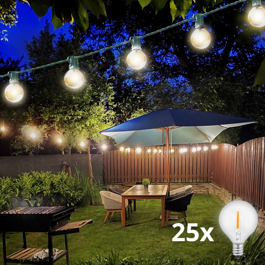 Brilagi - LED dekorativ utomhusslinga KRANS 25xE12 20m grön IP44 varm vit