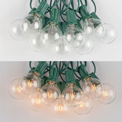 Brilagi - LED dekorativ utomhusslinga KRANS 25xE12 20m grön IP44 varm vit