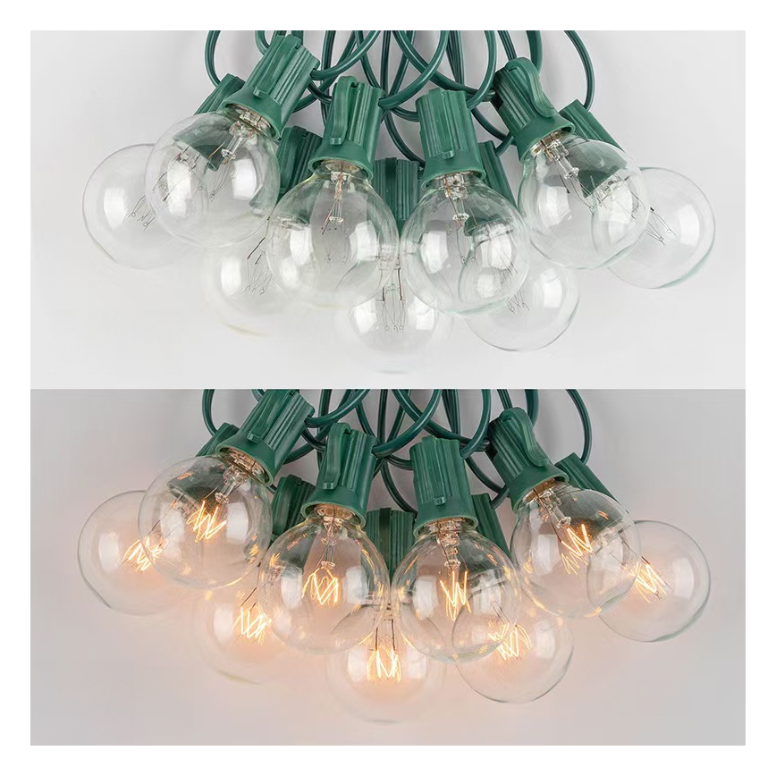 Brilagi - LED dekorativ utomhusslinga KRANS 25xE12 20m grön IP44 varm vit
