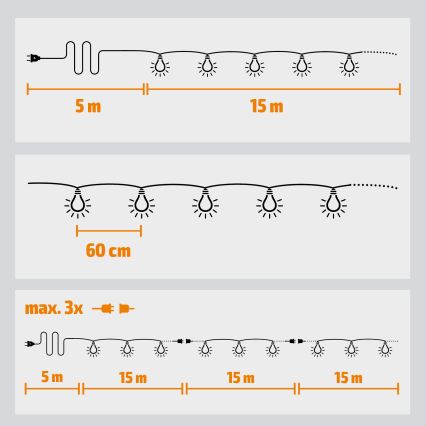 Brilagi - LED dekorativ utomhusslinga KRANS 25xE12 20m IP44 kall vit