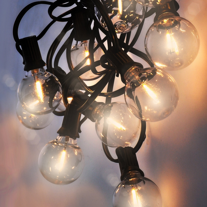 Brilagi - LED dekorativ utomhusslinga KRANS 25xE12 20m svart IP44 varm vit