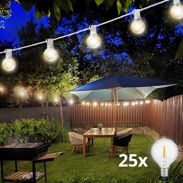 Brilagi - LED dekorativ utomhusslinga KRANS 25xE12 20m vit IP44 varm vit