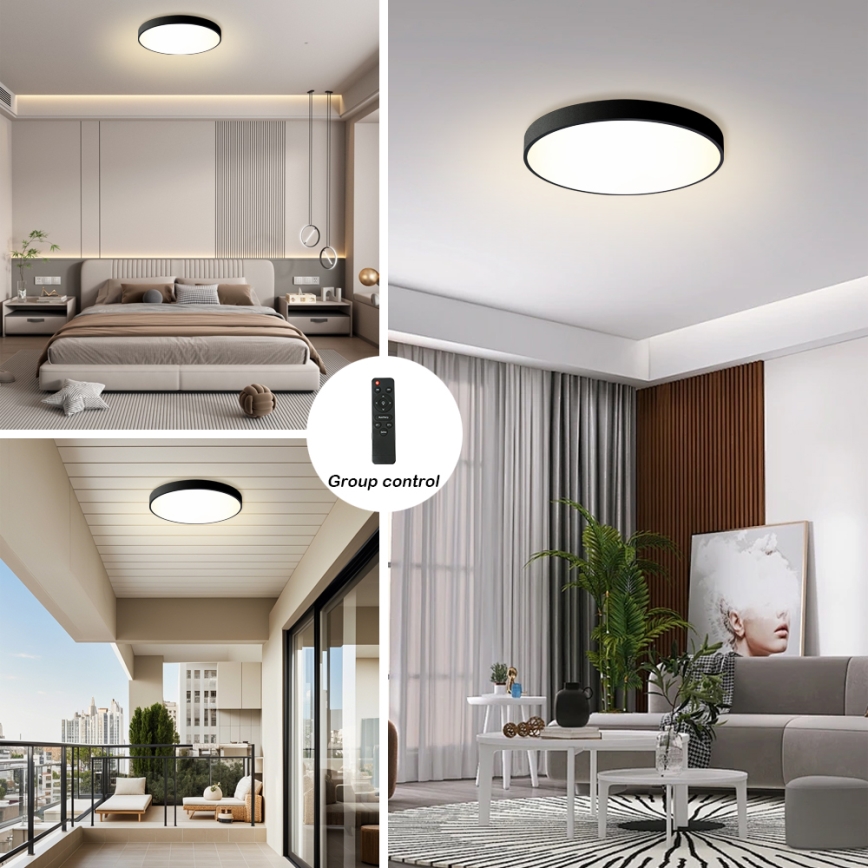 Brilagi - Dimbart LED-taklampa POOL LED/60W/230V 3000-6000K Ø 60 cm svart + fjärrkontroll