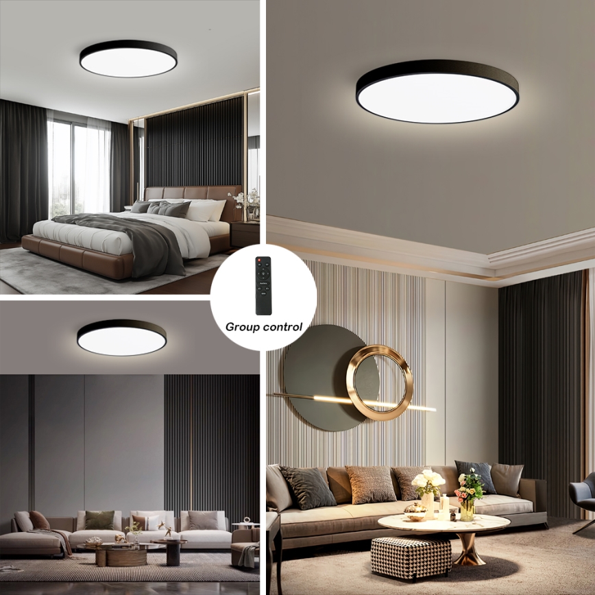 Brilagi - Dimbart LED-takarmatur POOL SMART LED/128W/230V 3000–6000K Ø 100 cm Wi‑Fi (Tuya), svart + fjärrkontroll