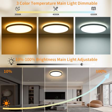 Brilagi - LED dimbar taklampa ULTRA SLIM LED/18W/230V 2700-6500K Ø 30 cm svart + fjärrkontroll