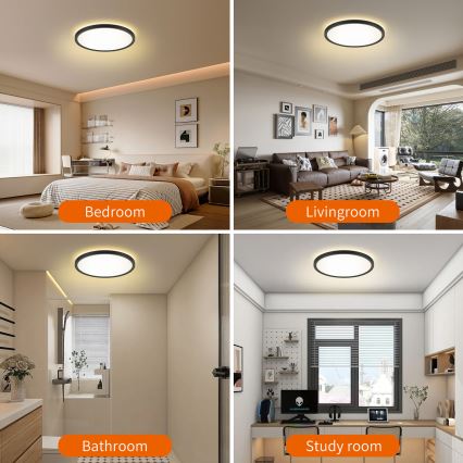 Brilagi - LED dimbar taklampa ULTRA SLIM LED/18W/230V 2700-6500K Ø 30 cm svart + fjärrkontroll