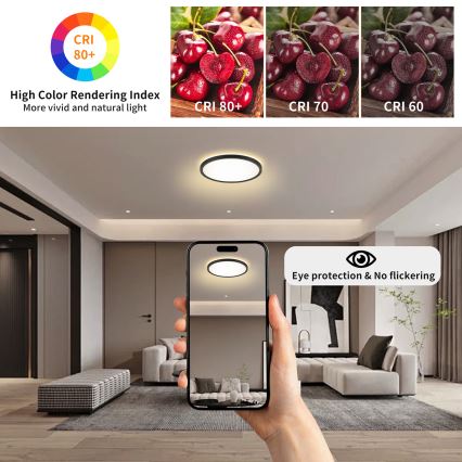 Brilagi - LED dimbar taklampa ULTRA SLIM LED/18W/230V 2700-6500K Ø 30 cm svart + fjärrkontroll