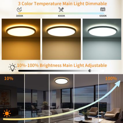 Brilagi - LED dimbar taklampa ULTRA SLIM LED/24W/230V 2700-6500K Ø 42 cm svart + fjärrkontroll