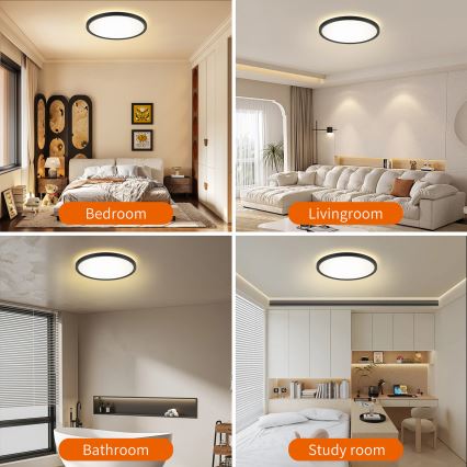 Brilagi - LED dimbar taklampa ULTRA SLIM LED/24W/230V 2700-6500K Ø 42 cm svart + fjärrkontroll