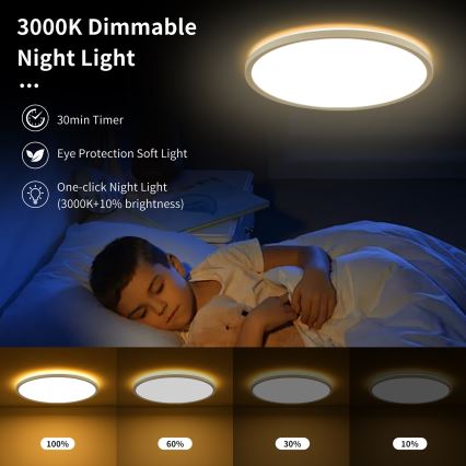 Brilagi - LED dimbar taklampa ULTRA SLIM LED/24W/230V 2700-6500K Ø 42 cm vit + fjärrkontroll