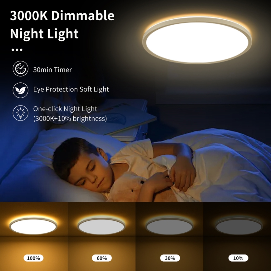 Brilagi - LED dimbar taklampa ULTRA SLIM LED/24W/230V 2700-6500K Ø 42 cm vit + fjärrkontroll