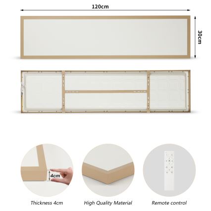 Brilagi - LED Dimmbar badrumstaklampa FRAME SMART LED/50W/230V 120x30 cm 3000-6000K IP44 beige + fjärrkontroll