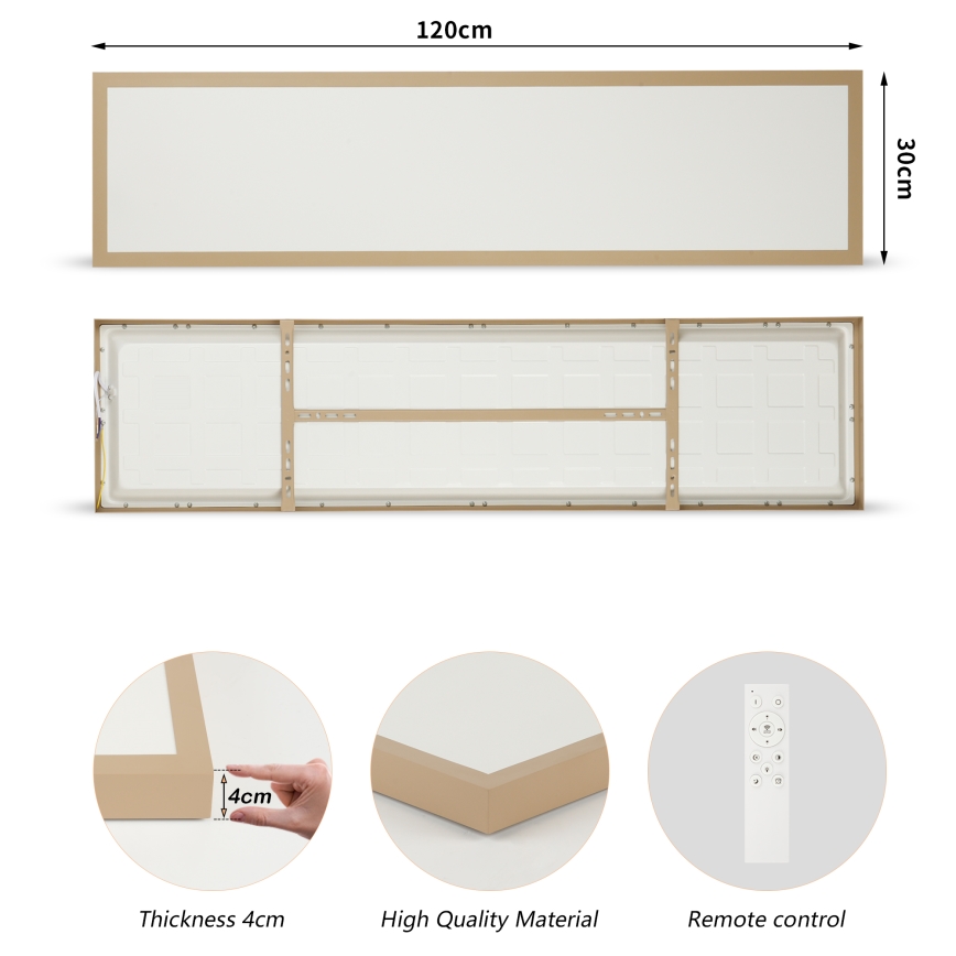 Brilagi - LED Dimmbar badrumstaklampa FRAME SMART LED/50W/230V 120x30 cm 3000-6000K IP44 beige + fjärrkontroll