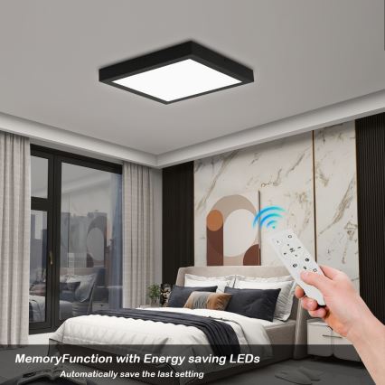 Brilagi - LED ljusreglerad taklampa till badrum FRAME SMART LED/24W/230V 30x30 cm 3000-6000K IP44 svart + fjärrkontroll