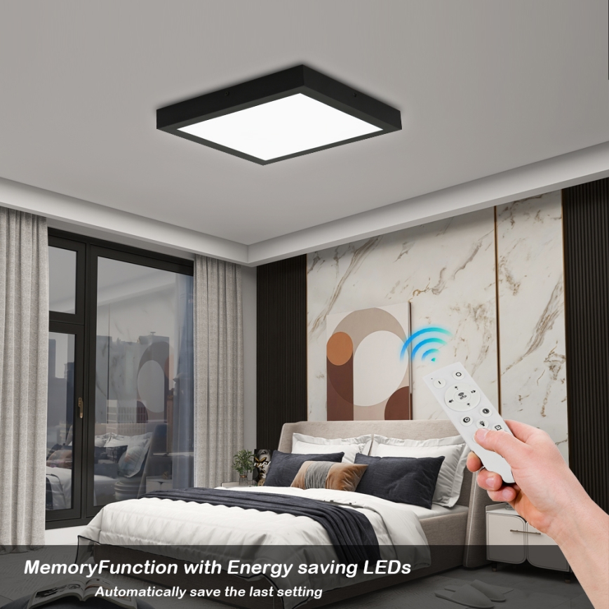Brilagi - LED ljusreglerad taklampa till badrum FRAME SMART LED/24W/230V 30x30 cm 3000-6000K IP44 svart + fjärrkontroll