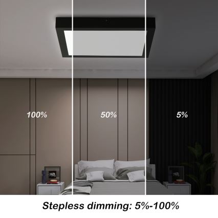 Brilagi - LED ljusreglerad taklampa till badrum FRAME SMART LED/24W/230V 30x30 cm 3000-6000K IP44 svart + fjärrkontroll