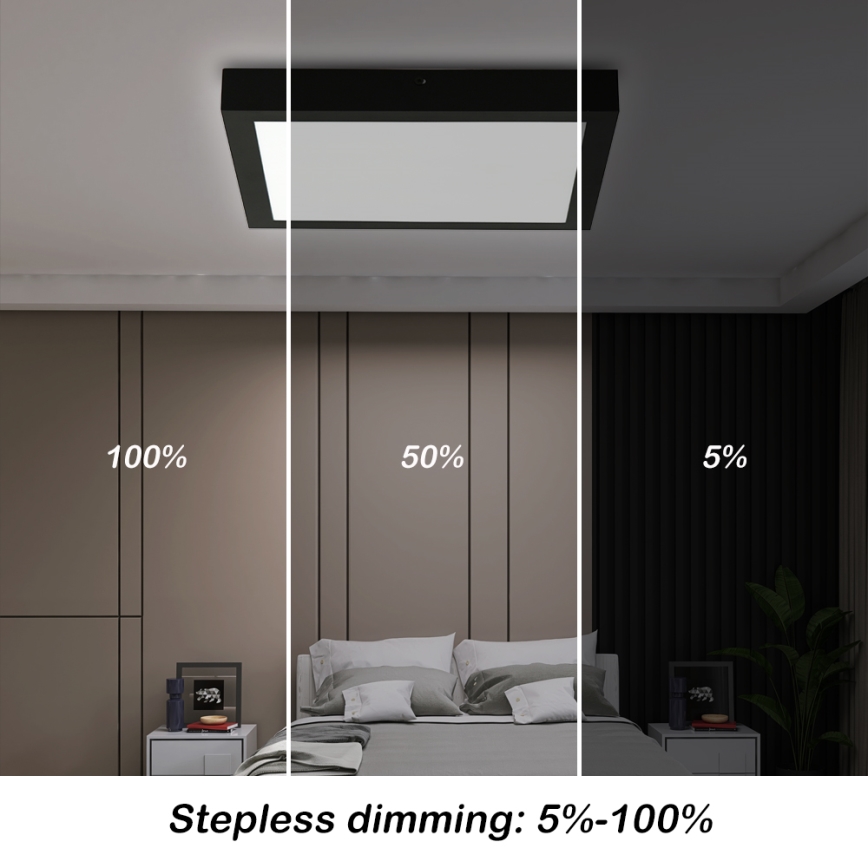Brilagi - LED ljusreglerad taklampa till badrum FRAME SMART LED/24W/230V 30x30 cm 3000-6000K IP44 svart + fjärrkontroll
