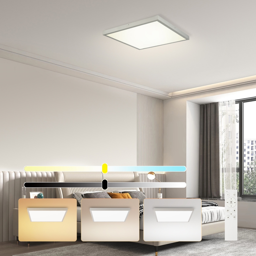 Brilagi - LED-dimbar taklampa för badrum FRAME SMART LED/50W/230V 60x60 cm 3000-6000K IP44 silverfärgad + fjärrkontroll