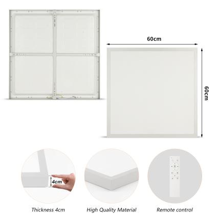 Brilagi - LED-dimbar taklampa för badrum FRAME SMART LED/50W/230V 60x60 cm 3000-6000K IP44 silverfärgad + fjärrkontroll