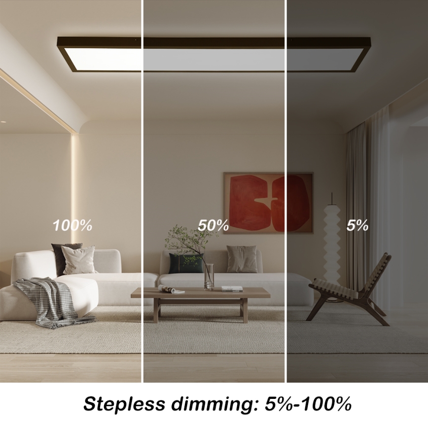 Brilagi - LED ljusreglerad taklampa till badrum FRAME SMART LED/50W/230V 30x120 cm 3000-6000K IP44 svart + fjärrkontroll