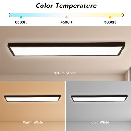 Brilagi - LED ljusreglerad taklampa till badrum FRAME SMART LED/50W/230V 30x120 cm 3000-6000K IP44 svart + fjärrkontroll
