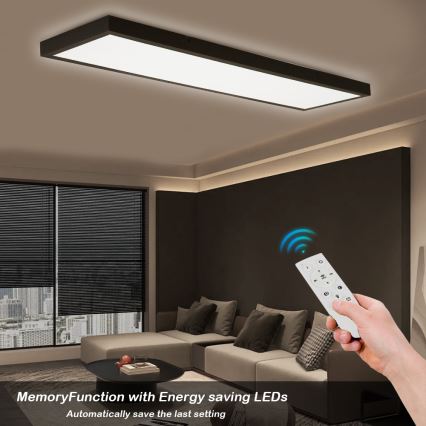 Brilagi - LED ljusreglerad taklampa till badrum FRAME SMART LED/50W/230V 30x120 cm 3000-6000K IP44 svart + fjärrkontroll