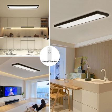 Brilagi - LED ljusreglerad taklampa till badrum FRAME SMART LED/50W/230V 30x120 cm 3000-6000K IP44 svart + fjärrkontroll