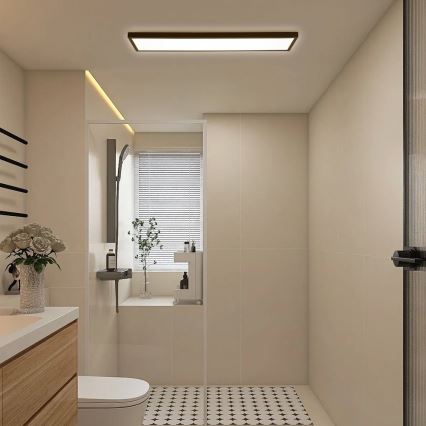 Brilagi - LED ljusreglerad taklampa till badrum FRAME SMART LED/50W/230V 30x120 cm 3000-6000K IP44 svart + fjärrkontroll