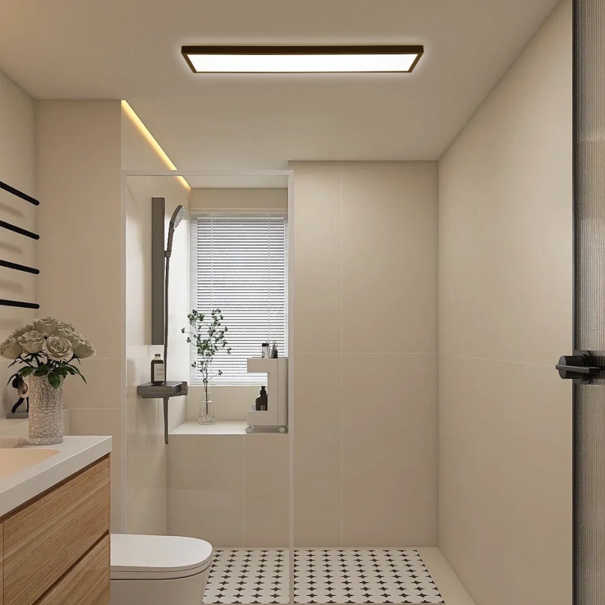 Brilagi - LED ljusreglerad taklampa till badrum FRAME SMART LED/50W/230V 30x120 cm 3000-6000K IP44 svart + fjärrkontroll