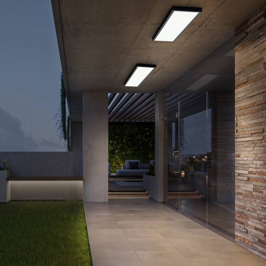 Brilagi - LED ljusreglerad taklampa till badrum FRAME SMART LED/50W/230V 30x120 cm 3000-6000K IP44 svart + fjärrkontroll