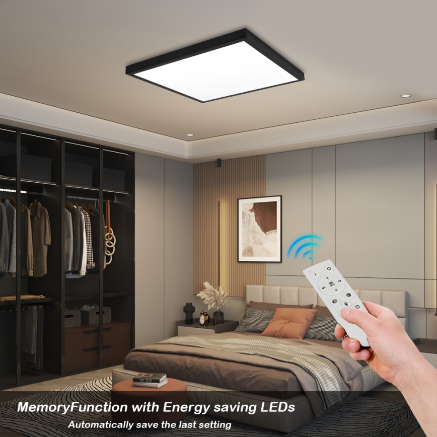 Brilagi - LED ljusreglerad taklampa till badrum FRAME SMART LED/50W/230V 60x60 cm 3000-6000K IP44 svart + fjärrkontroll