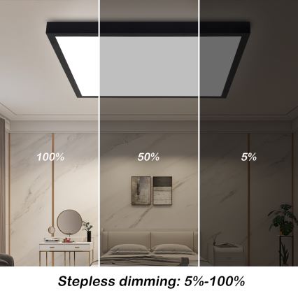 Brilagi - LED ljusreglerad taklampa till badrum FRAME SMART LED/50W/230V 60x60 cm 3000-6000K IP44 svart + fjärrkontroll