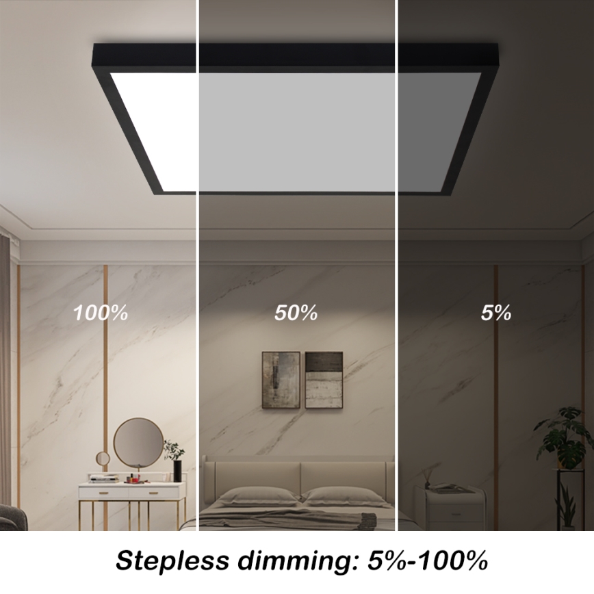 Brilagi - LED ljusreglerad taklampa till badrum FRAME SMART LED/50W/230V 60x60 cm 3000-6000K IP44 svart + fjärrkontroll