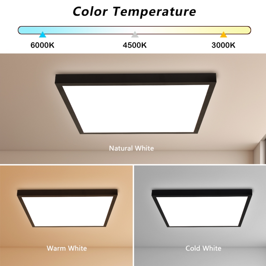 Brilagi - LED ljusreglerad taklampa till badrum FRAME SMART LED/50W/230V 60x60 cm 3000-6000K IP44 svart + fjärrkontroll