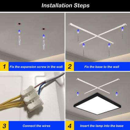 Brilagi - LED ljusreglerad taklampa till badrum FRAME SMART LED/50W/230V 60x60 cm 3000-6000K IP44 svart + fjärrkontroll