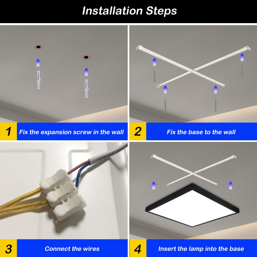 Brilagi - LED ljusreglerad taklampa till badrum FRAME SMART LED/50W/230V 60x60 cm 3000-6000K IP44 svart + fjärrkontroll