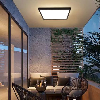 Brilagi - LED ljusreglerad taklampa till badrum FRAME SMART LED/50W/230V 60x60 cm 3000-6000K IP44 svart + fjärrkontroll