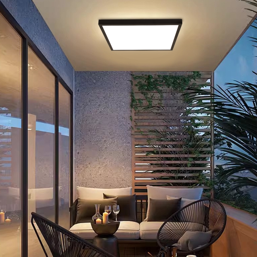 Brilagi - LED ljusreglerad taklampa till badrum FRAME SMART LED/50W/230V 60x60 cm 3000-6000K IP44 svart + fjärrkontroll
