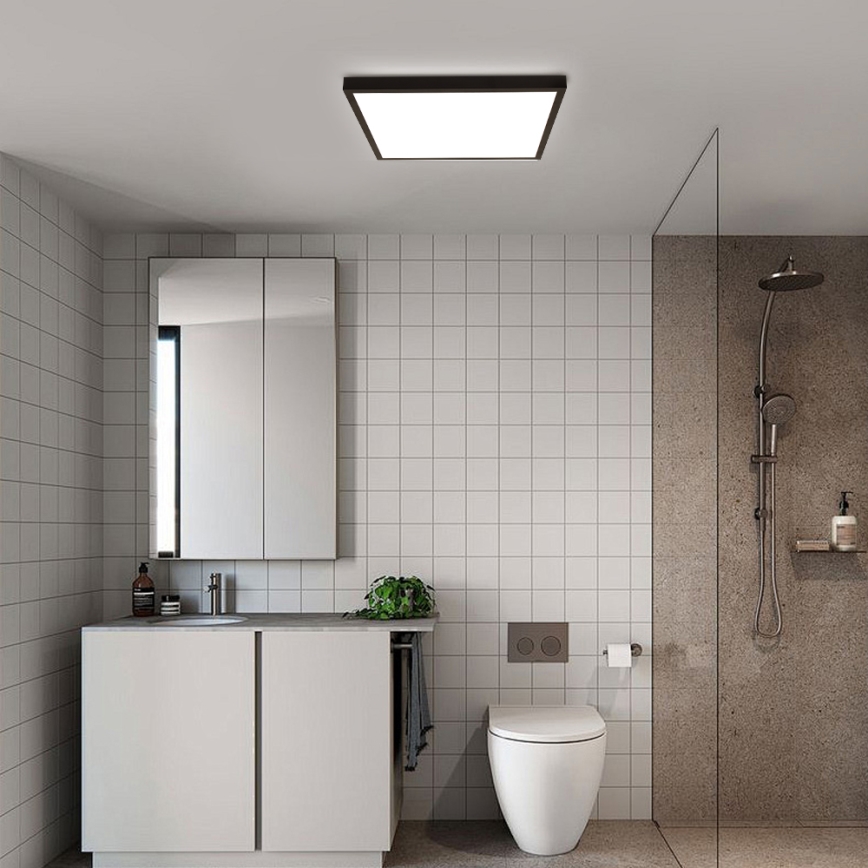 Brilagi - LED ljusreglerad taklampa till badrum FRAME SMART LED/50W/230V 60x60 cm 3000-6000K IP44 svart + fjärrkontroll