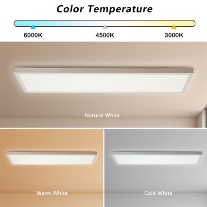 Brilagi - LED ljusreglerad taklampa till badrum FRAME SMART LED/50W/230V 30x120 cm 3000-6000K IP44 vit + fjärrkontroll