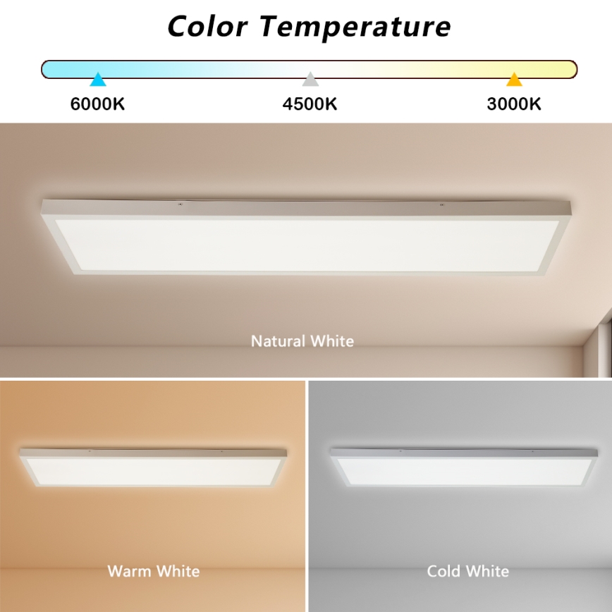 Brilagi - LED ljusreglerad taklampa till badrum FRAME SMART LED/50W/230V 30x120 cm 3000-6000K IP44 vit + fjärrkontroll