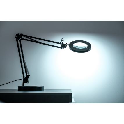 Brilagi - LED Dimbar bordslampa med ett förstoringsglas LENS LED/12W/5V 3000/4200/6000K svart