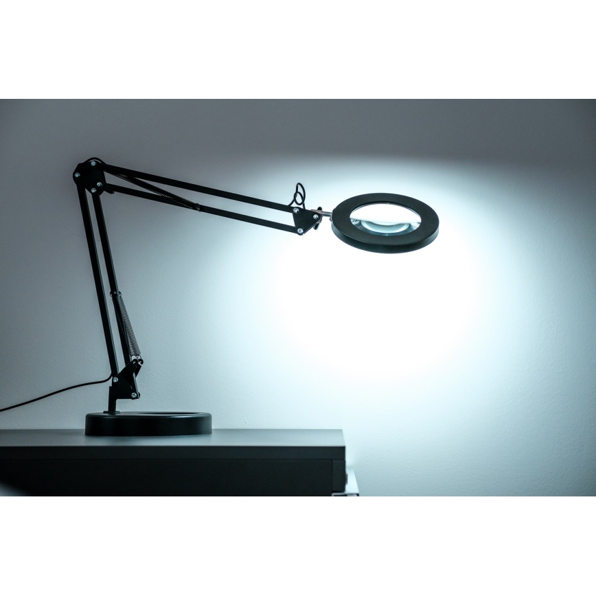 Brilagi - LED Dimbar bordslampa med ett förstoringsglas LENS LED/12W/5V 3000/4200/6000K svart