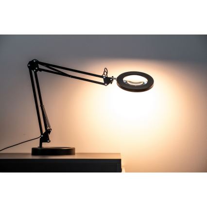 Brilagi - LED Dimbar bordslampa med ett förstoringsglas LENS LED/12W/5V 3000/4200/6000K svart