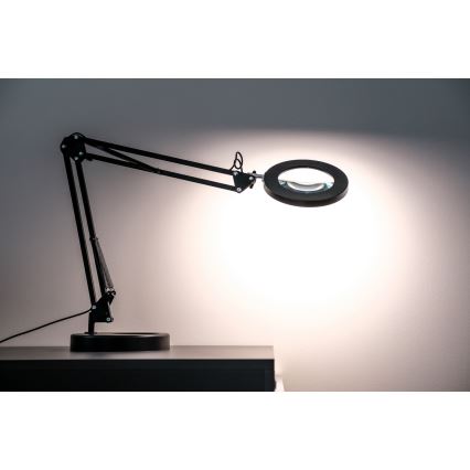 Brilagi - LED Dimbar bordslampa med ett förstoringsglas LENS LED/12W/5V 3000/4200/6000K svart