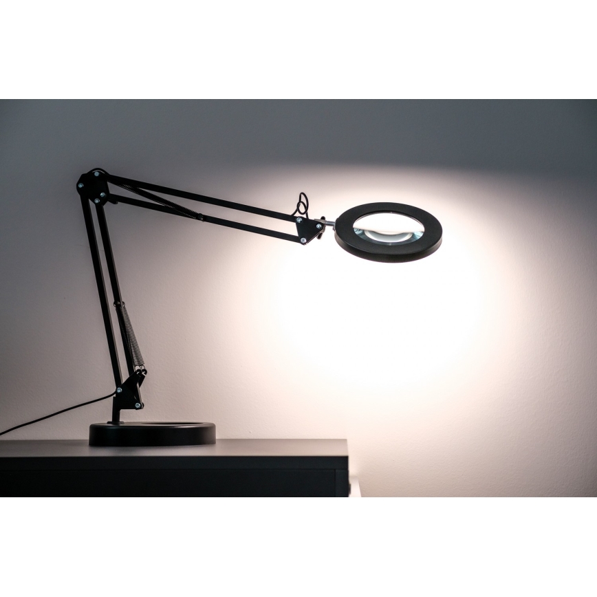 Brilagi - LED Dimbar bordslampa med ett förstoringsglas LENS LED/12W/5V 3000/4200/6000K svart