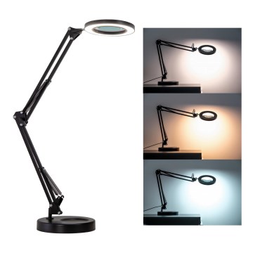 Brilagi - LED Dimbar bordslampa med ett förstoringsglas LENS LED/12W/5V 3000/4200/6000K svart