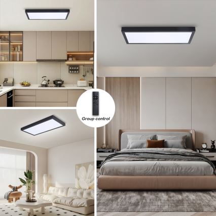 Brilagi - LED ljusreglerad taklampa till badrum FRAME SMART LED/30W/230V 30x60 cm 3000-6000K  IP44 svart  + fjärrkontroll