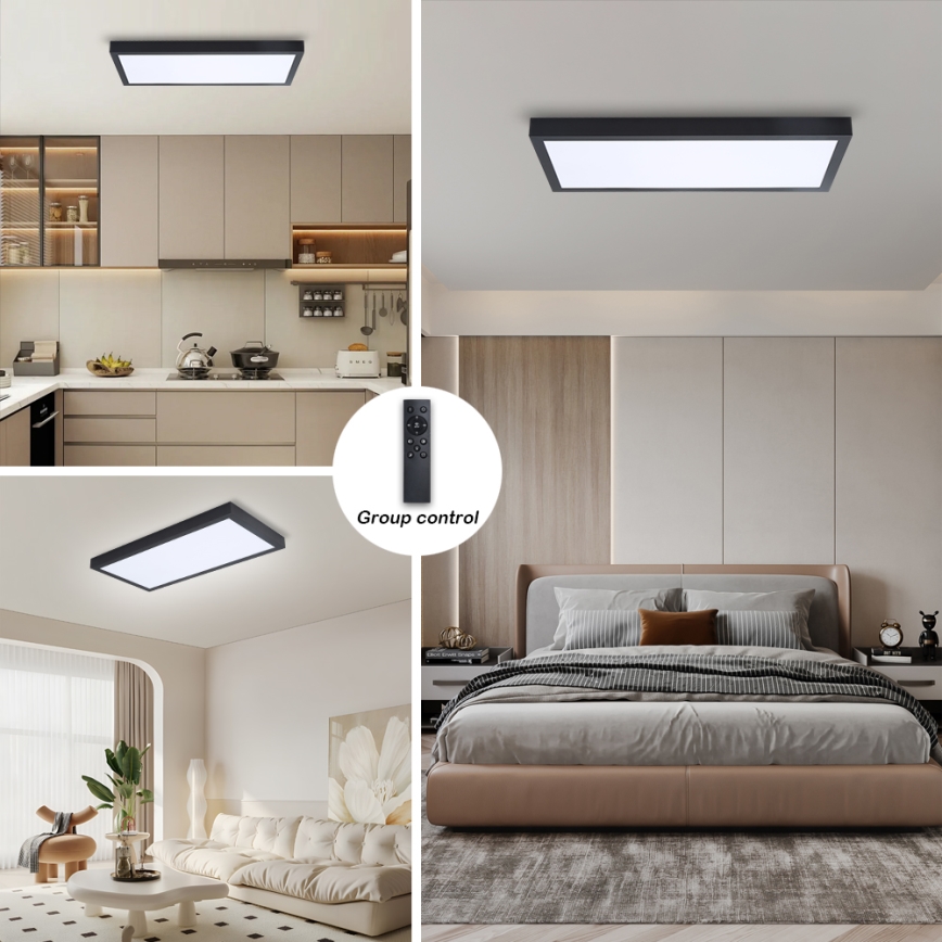 Brilagi - LED ljusreglerad taklampa till badrum FRAME SMART LED/30W/230V 30x60 cm 3000-6000K  IP44 svart  + fjärrkontroll
